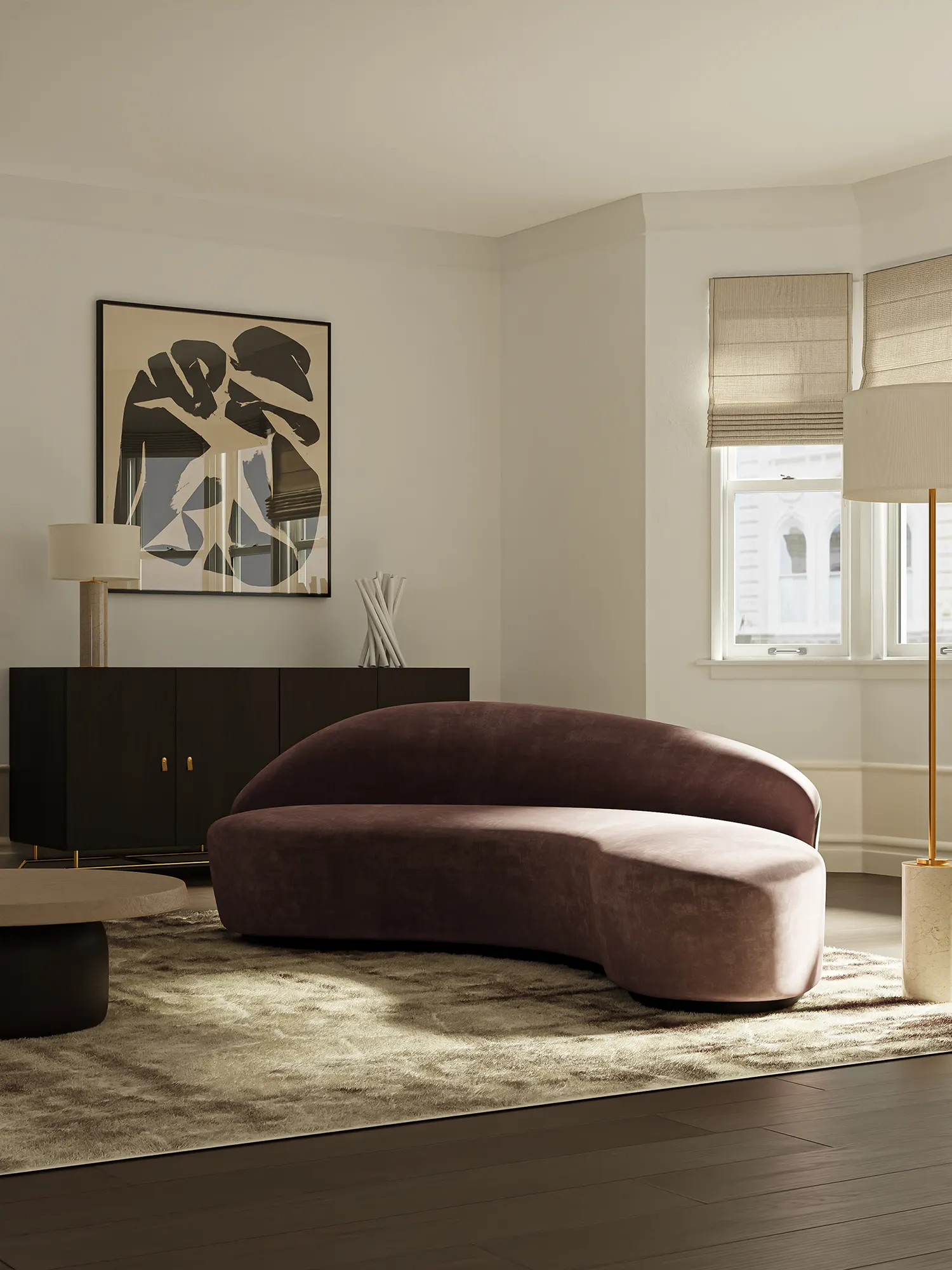 Moonlight sofa combines two velvets to design a showstopping piece of furniture.