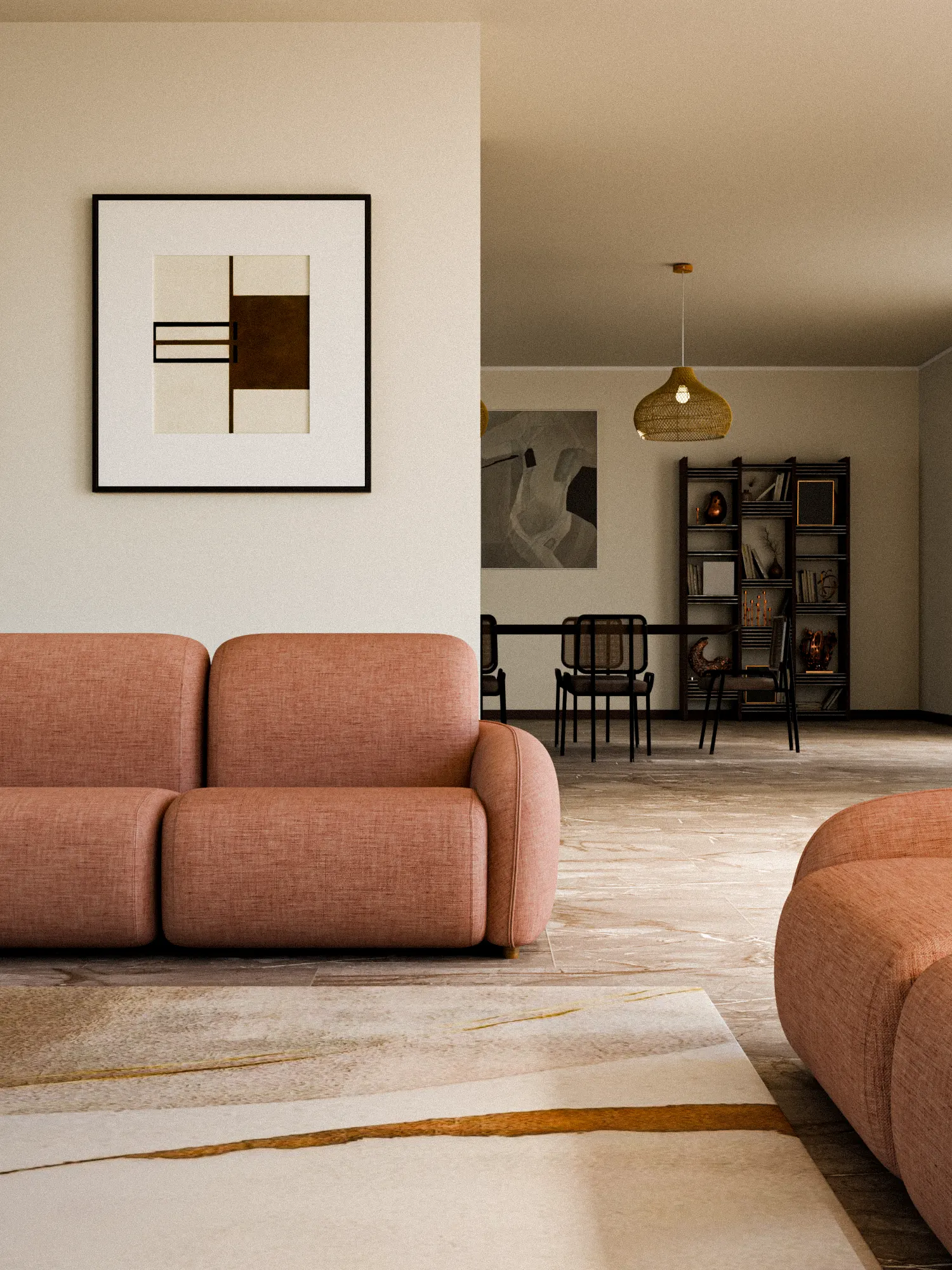 Cotton three-seater sofa